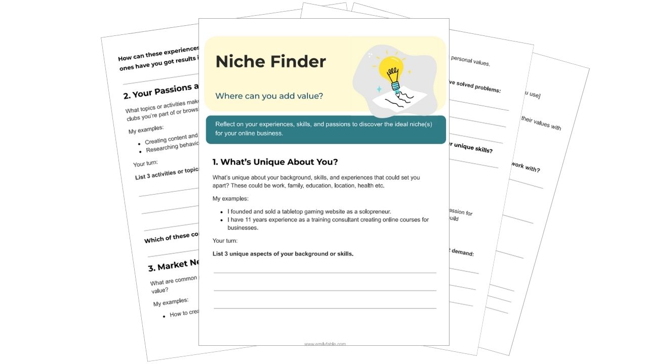 Niche Finder Worksheet