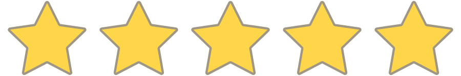 five yellow stars with a beige outline